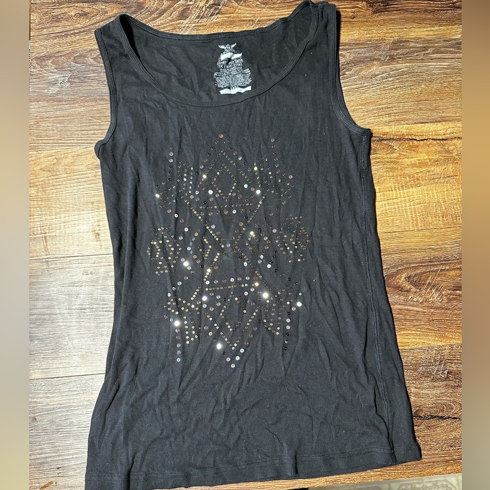 Black Tank Top with Shiny Details